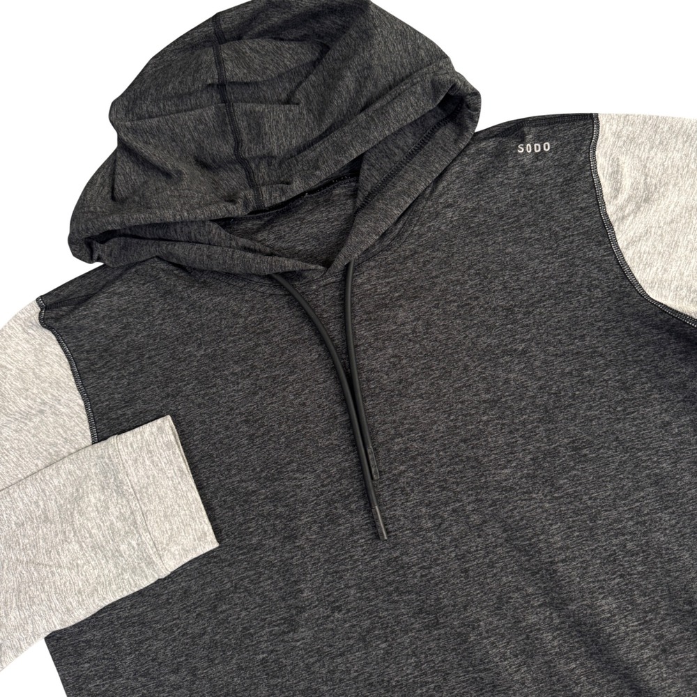 SODO Performance Hoodie Mens M Gray Two-Tone Moss Fabric Athleisure Pullover